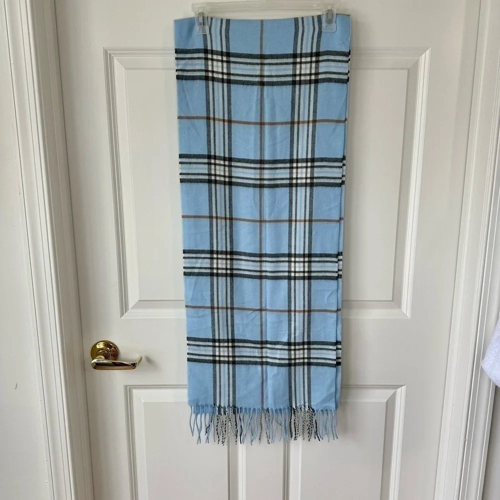 Lord & Taylor Blue Plaid Scarf New